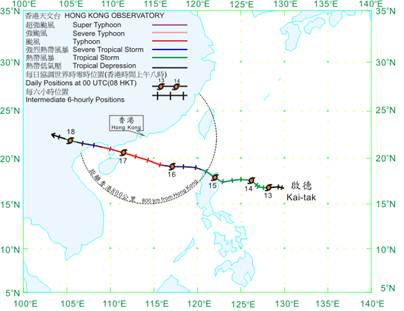 Track of Kai-tak (1213) for 12 - 18 August 2012